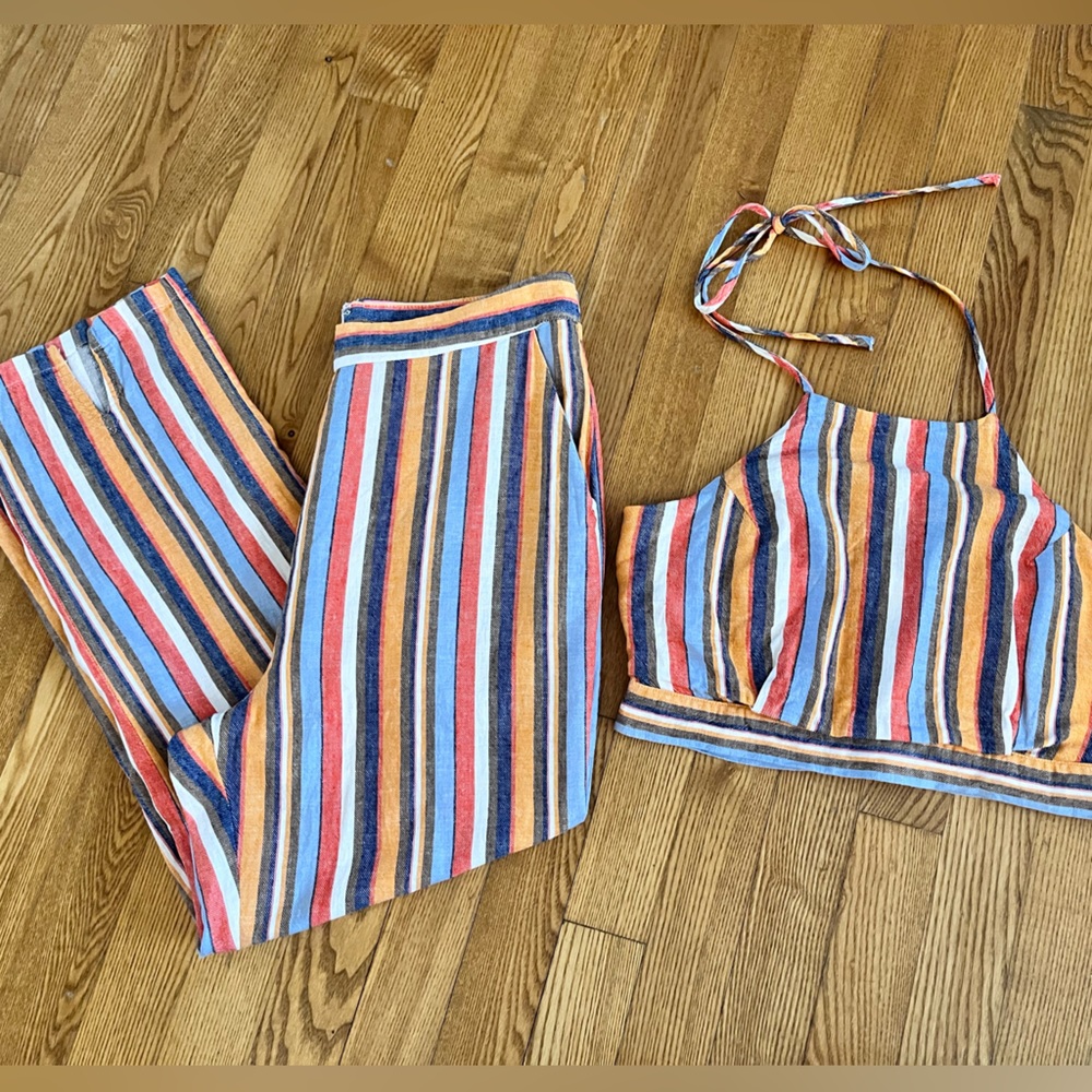 Le Lis Collection Linen Blend 2-piece halter and pants set M